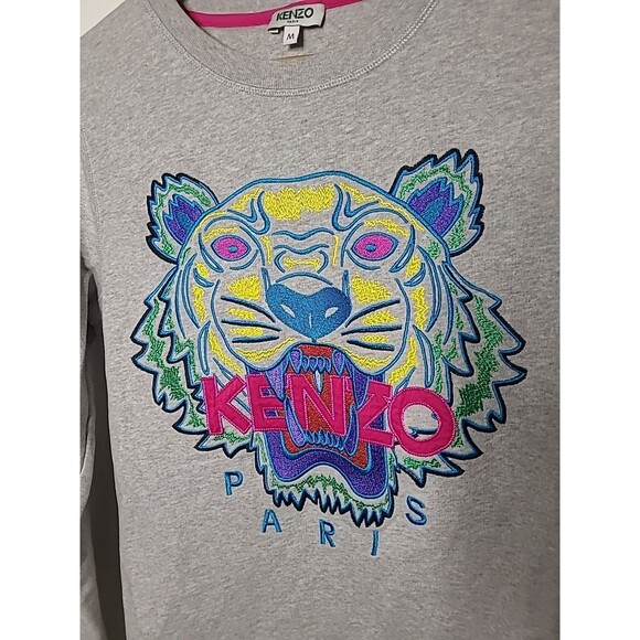 Kenzo Paris Embroidered Logo Grey Sweatshirt Pullover Girls Medium - Picture 3 of 9